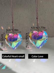 1 pieza de atrapanueves en forma de corazón con cristales, colgante de luz solar colorido, decoración para ventana de dormitorio, decoración de hogar arcoíris