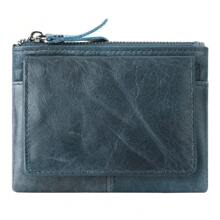 Cartera Retro RFID Pequeña para Hombres, Tarjetero de Identificación, Cartera de Cuero Delgada para Hombres y Mujeres con Monedero - Rojo - Ver 8