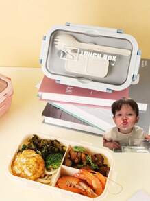 1 szt. Szczelny pojemnik na lunch dla dorosłych Bento Box z przyborami Lunch Box artykuły szkolne, powrót do szkoły, 3 przegrody bezpieczne do mikrofalówki Bento Box