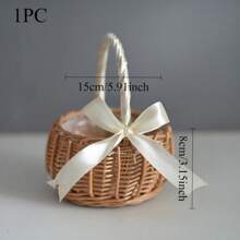 1 件迷你手工编织藤条篮，用于家居、野餐、珠宝等的装饰性储物篮 - 彩色 - 查看 15