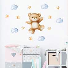 卡通熊、云朵、月亮、楼梯墙面装饰贴纸、自粘云朵、儿童房星星墙贴、家居装饰 - 彩色 - 查看 12