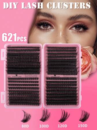 CMAYOME 640pcs D Curl Lashes Extension Kit, 10D 20D 30D 40D 50D 60D 80D 100D 120D 150D 8-16mm DIY Personal False Eyelashes, 3D Lashes Russian Volume Lashes Dramatic Messy Mink Lashes For Dramatic, Daily Makeup, Cosplay, Full Makeup And Daily Wear, Portable For Daily Use Or Outdoorlash Clusters,Eyelash Clusters,Individual Eyelashes,Lashes,Fake Lashes