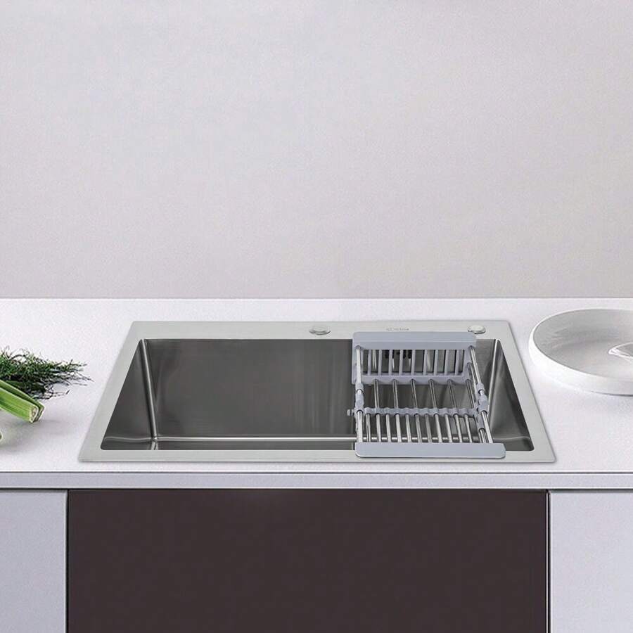 WUPYI 304 Stainless Steel Waterfall Kitchen Sink Large Single Slot - Silver - View 1