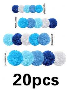 16/20 件粉色、蓝色、绿色、彩色纸质绒球装饰，适用于返校、婚礼、告白日、淋浴、生日、派对、室内和室外装饰 - 彩色 - 查看 14