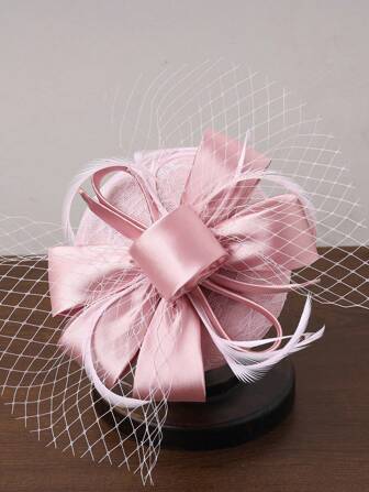 优雅女士小帽子，英式迷人头饰，复古女士帽子适合派对、茶会、婚纱拍摄，带面纱的装饰头饰