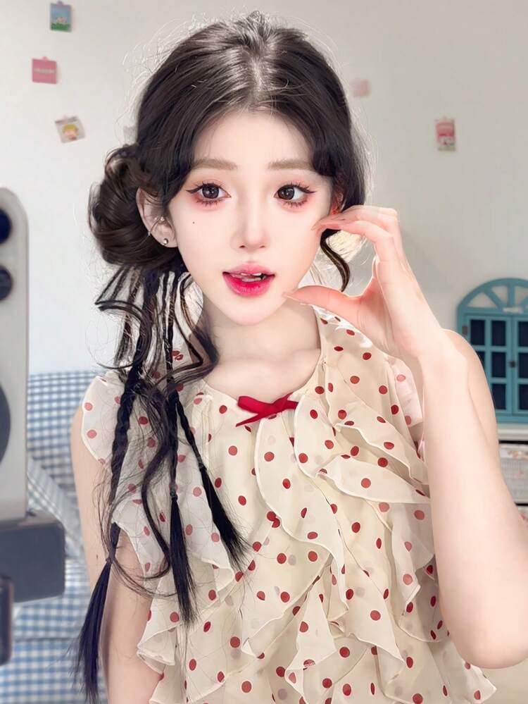 [Original Orange] New Spring Atmosphere Flower Bud Dragon Beard Ball Head Boxing Braid Fried Dough Twists Braid Ponytail Braid - Black Brown - View 2