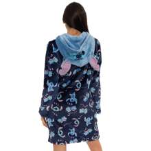Lilo & Stitch Disney Stitch Dressing Gown With 3D Stitch Ears | Womens Fleece Zip Up Dressing Gown | Lilo And Stitch Gifts For Women | Official Merchandise - Blue - View 3