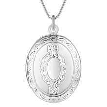 Silver Plating Oval Round Photo Frame Pendant Necklace 18/20-28/30 Inch Snake Chain For Woman Man Wedding Jewelry