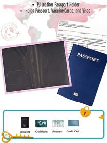 1PC Pink Chenille Initial Passport Holder - Slim PU Travel Wallet With Airplane Design, Lightweight & Stain-Resistant, Credit Card And Ticket Organizer For Vacation Essentials, Boarding Pass Holder | Glittery Embellishment | Cover Travel Essentials School Back To School School Supplies Holiday Holiday Essentials Accessories Passport Cover - Pink - View 5