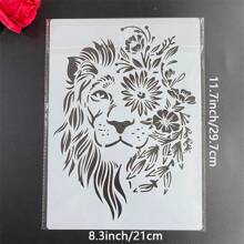 1 pieza Plantilla reutilizable del tamaño A4 con estampado de león, plantilla para pintar con aerosol para pintar y dibujar en muebles, tela, paredes y azulejos