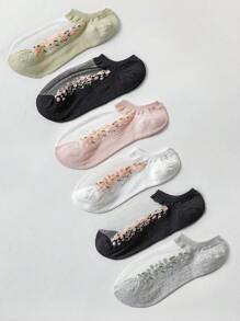 Tất lưới tương phản họa tiết hoa nhỏ, đa năng - Nhiều màu - Xem 5