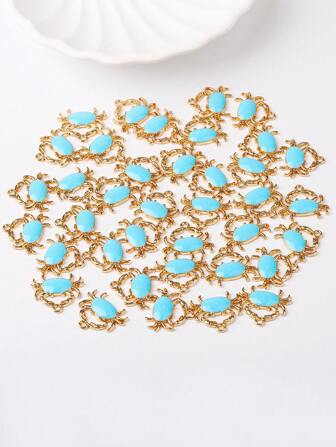 10 件/包可爱蓝色螃蟹形 DIY 珠宝吊坠