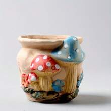 5pcs/Set New Design Mushroom Textured Ceramic Succulent Planter Pots, Home Decor For Windowsill And Balcony - Multicolor - View 6