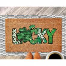 Lucky St Patrick's Day Doormat, Outdoor Welcome Mat, St Patricks Day Decor, St Paddy's Welcome Mat, Leprechaun Hat, Shamrock, Retro St Patricks Porch Decor
