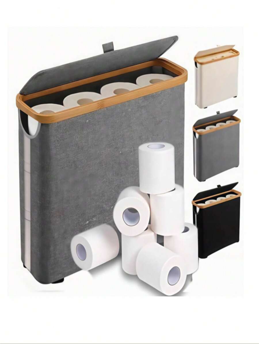 1 Giá đựng giấy vệ sinh bằng tre Bohemian có giỏ đựng đồ, Giá đựng giấy vệ sinh thanh lịch: Nhỏ gọn & thời trang có giỏ đựng đồ có nắp & tay cầm, Không cần lắp ráp - Giải pháp lưu trữ hình chữ nhật, Giỏ đựng đồ giặt, Giỏ đựng khăn giấy, Thích hợp cho phòng tắm, phòng ngủ, ký túc xá, văn phòng, đồ trang trí và phụ kiện phòng tắm, Hộp đựng giấy vệ sinh