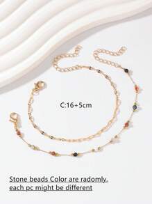 2 chiếc vòng cổ vòng tay chuỗi hạt đá tự nhiên tối giản, dùng hàng ngày, đi nghỉ, hẹn hò cho phụ nữ - Nhiều màu - Xem 3