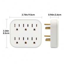 CILIA 白色电源板，带 6 个交流电源插座。110V-130V，壁式电源插座，方便携带，适用于家庭、办公室