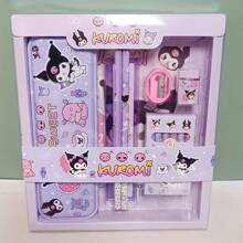 Sanrio Sanrio 12 sztuk My Melody & Kuromi Kids Stationery Gift Set: plastikowa linijka i gumki, odpowiednie na urodziny, upominki na przyjęcia, artykuły szkolne i nagrody - linijka uniwersytecka, bez piór