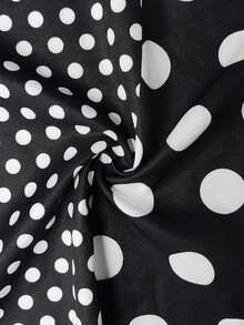 新款夏季V领无袖波点拼接系腰连衣裙，优雅长裙，适合通勤、度假、约会、派对等场合。 - 黑與白 - 查看 10