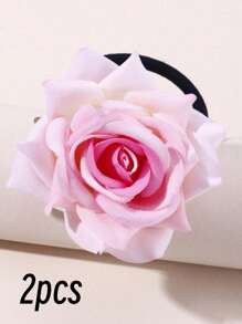 Flower Decor Hair Tie Elegant ,Beach Outfit,Beach Hair Floral Accessories,Beach Vacation Ponytail Holders Hair Elastics Hair Rubber Bands Scrunchies Hair Rope Elastic Hair Tie ,Head Piece - Multicolor - View 22