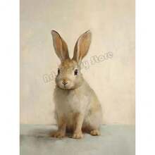 1 pieza Cartel de arte de pared Animales botánicos vintage Pascua Conejo Conejito en campo de flores Liebre Póster de cabaña Pintura en lienzo Arte de pared Decoración para el hogar Regalo perfecto para estudio y sala de estar Decoración Canvas sin marco