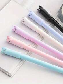 6支/套 可爱猫咪主题圆珠笔，卡通摇摆尾巴猫咪图案，流畅黑色墨水，耐用塑料材质，趣味文具，适合学生和爱猫人士，返校季、节日派对礼物、签名笔、文具、圣诞礼物 - 預設 - 查看 2