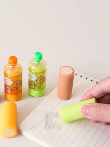 1pc/3pcs Random Colors Carpe Diem Multi-Function Juice Bottle Erasers, Candy-Colored Creative Design, Suitable For Students, Perfect Gift, School Supplies, Back To School