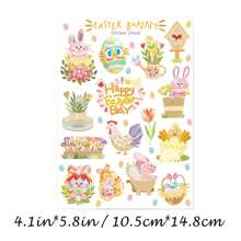 3 STUKS Handgemaakt Stickervel - Pasen | Esthetische Stationery Stickers Met Konijntjes En Bloemen. Geweldig Voor Dagboeken, Enveloppen En Kaarten