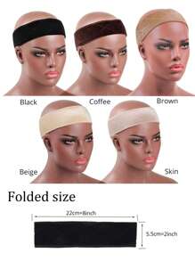 1条Nunify隐形假发固定带，防滑假发胶带，带可调节挂钩，天鹅绒舒适假发带，防滑透气假发固定带，假发固定带，假发胶带，黑色/肤色/棕色 - 彩色 - 查看 3