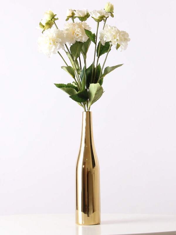1pc Vaso de flores de cerâmica dourada minimalista escandinavo, decoração criativa para sala de estar, suporte de flores secas de mesa, decoração de casa, decoração de casamento, peça central, decoração de mesa, festa