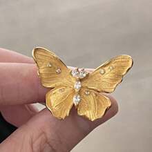 1 pièce Bague papillon anneau industriel lourd avec diamant brossé