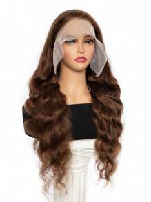 Parrucca frontale in pizzo con onde del corpo di colore marrone cioccolato brasiliano in capelli umani 13x4, parrucca con pizzo di colore marrone numero 4, per donne, capelli umani remy preplucked