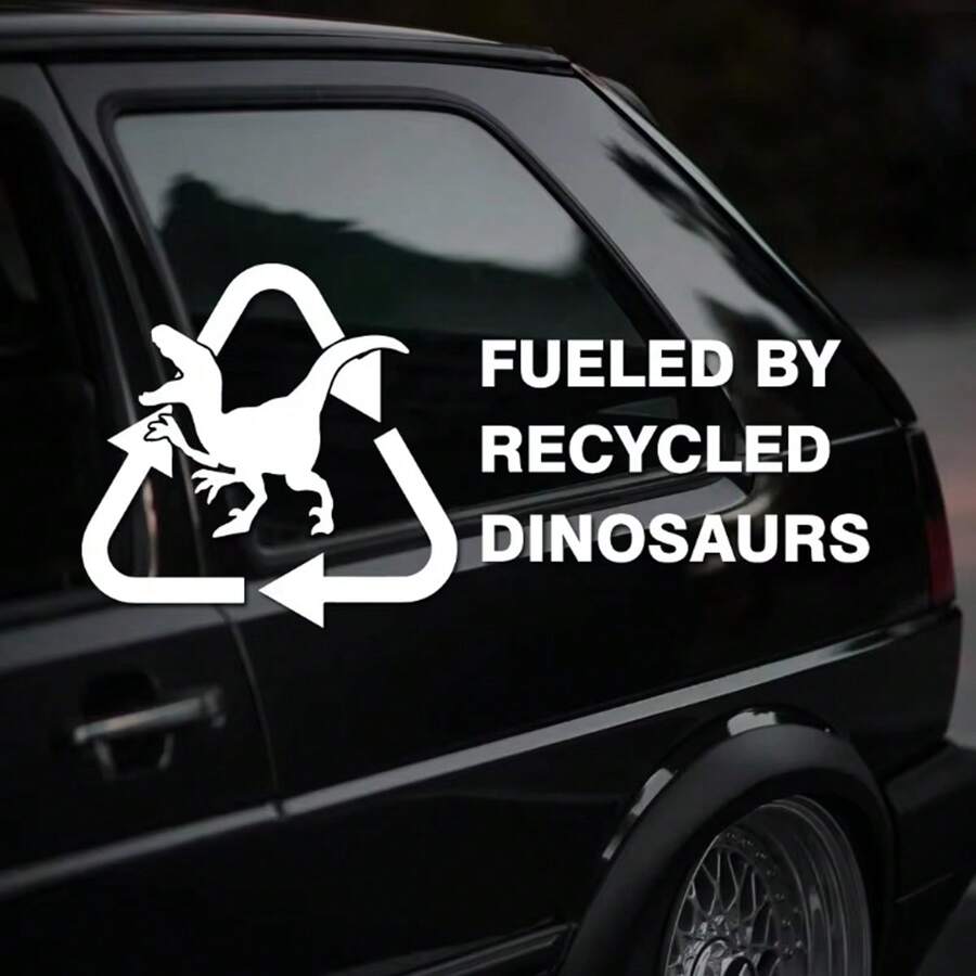 1PC Fueled By Dinosaur Car Stickers Waterproof Signs For Auto Fuel Tank Bumper Window Viny Decals Vehicle Decoration - one-size - View 1