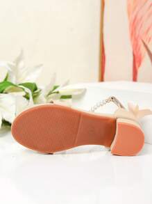 1 Pair Girls Pearl Decorated Fashion High Heel Sandals, Kids High Heel Dance/Performance/Daily Wear Shoes, Summer