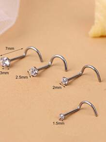 1 件/2 件/3 件/4 件女士鼻钉环套装水晶鼻环 1.5/2/2.5/3 毫米螺丝鼻孔穿孔耳环首饰 - 彩色 - 查看 5