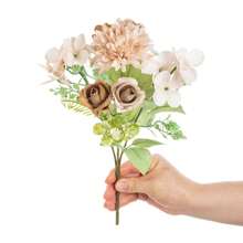 1 件/3 件人造玫瑰花丝绸绣球花束假茶玫瑰适合秋季婚礼花瓶用于家庭餐厅卧室装饰、节日生日派对配件、户外花园装饰 - 咖色 - 查看 7