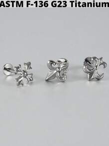 1PC Titanium Heart Lip Ring Ear Cartilage Tragus Internally Threaded Star Lobe Earrings Daith Piercing Jewelry - As Shown - View 7