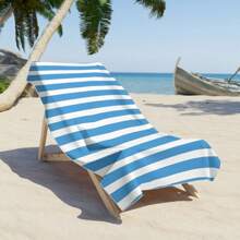 1pc Large Beach Towel, Blue Stripe Big Bath Towel, Essential Gift For Travel & Holiday, Swimming Pool Towel, Camping Supply For Adults, Women & Men Summer, Holiday