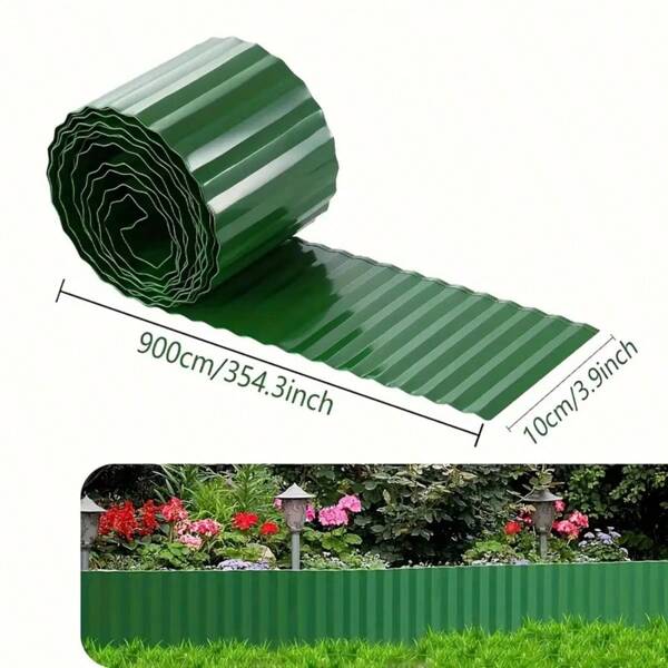 1 rolo de cerca de plástico verde para gramado de jardim, barreira de gramado flexível e durável, cerca de plástico para gramado para bordas de jardim, canteiros de flores e paisagismo externo faça você mesmo. Cerca fácil de instalar, cerca de jardim