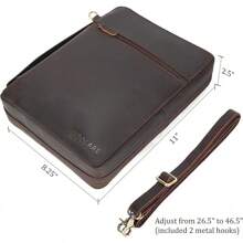 Polare Full Grain Cowhide Leather Bible Cover Bag Bible Protective Book Holder Carrying Case Folder Organizer Portfolio (Dark Brown With Shoulder Strap)