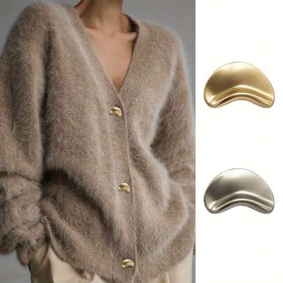 [10 件装] 复古双色金/银合金金属纽扣 - 后背带柄缝纫纽扣，适用于外套夹克西装、外套更换、DIY 工艺品、新娘婚纱配饰