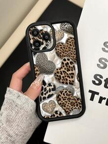 1 Piece Black Leopard & Butterfly Pattern Tempered Glass Camera Lens Protector Phone Case, Anti-Drop & Scratch Resistant, Compatible With Apple/Redmi/Infinix/Vivo/Oppo