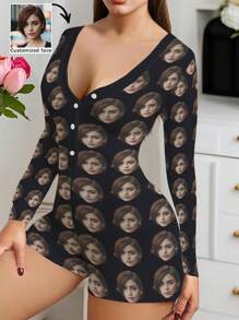 Customized Skin-Tight Romper Made Of Smooth Breathable Fabric, Personalized With Full-Body Photos And Funny Face Replacements, Lightweight And Quick-Drying, Ideal Gift For Friends, Lovers, Or Partners, Perfect For Parties And Birthdays