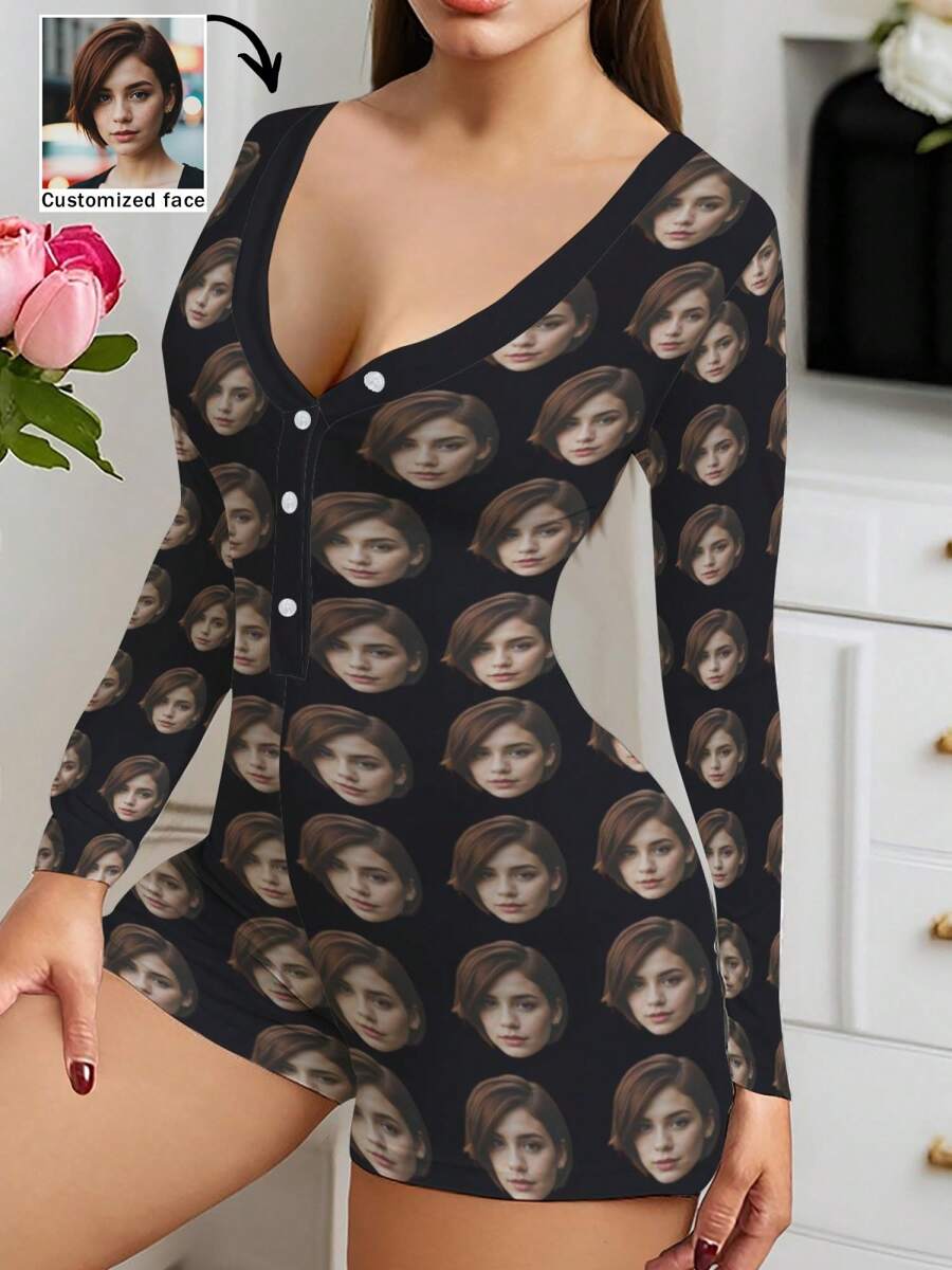 Customized Skin-Tight Romper Made Of Smooth Breathable Fabric, Personalized With Full-Body Photos And Funny Face Replacements, Lightweight And Quick-Drying, Ideal Gift For Friends, Lovers, Or Partners, Perfect For Parties And Birthdays