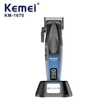 Recortadora de cabello profesional Kemei KM-1670 para hombres - Cortadora de cabello con motor sin escobillas de 9000 RPM y pantalla LED, máquina de corte de precisión para un afeitado suave - Azul - Ver 6