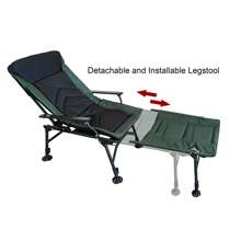 Camping Lounge Chair, Portable Folding Reclining Camping Chair With Adjustable Backrest For Indoor And Outdoor Camping Beach Hiking Fishing - Black,Green - View 5