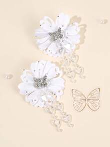 2pcs Sparkly Butterfly Hair Clips For Women Glossy Heart Tassel Alligator Clips Vacation Hair Clips Spring Girls Pigtail Bows Barrettes Women Hair Accessories