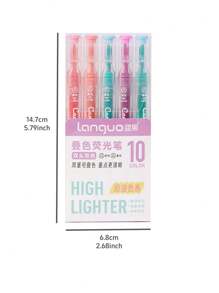 5pcs Color Laying Highlighter Pens Set Dual-Side Fluorescent Multi Layer Magic Art Marker Liner For Drawing Office School - one-size - View 2