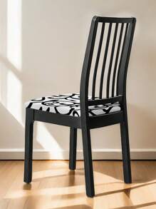6 Fundas protectoras para asiento de silla, fundas impresas para sillas de comedor, cubiertas protectoras para sillas de cocina y hotel (Negro y Blanco, 6 piezas)