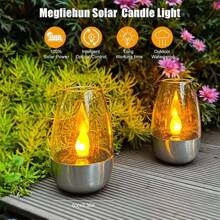 6/4 Pieces Flameless Flickering Candles, Outdoor Waterproof Solar Lights, IP44 Waterproof/IP65 Waterproof,600mAh, LED Decorative Candlelight Suitable For: Party/Wedding/Bar/Home Decoration/Dinner/Outdoor Picnic/Christmas Decorative Lights/Candle Gifts - 暖光 - 查看 3